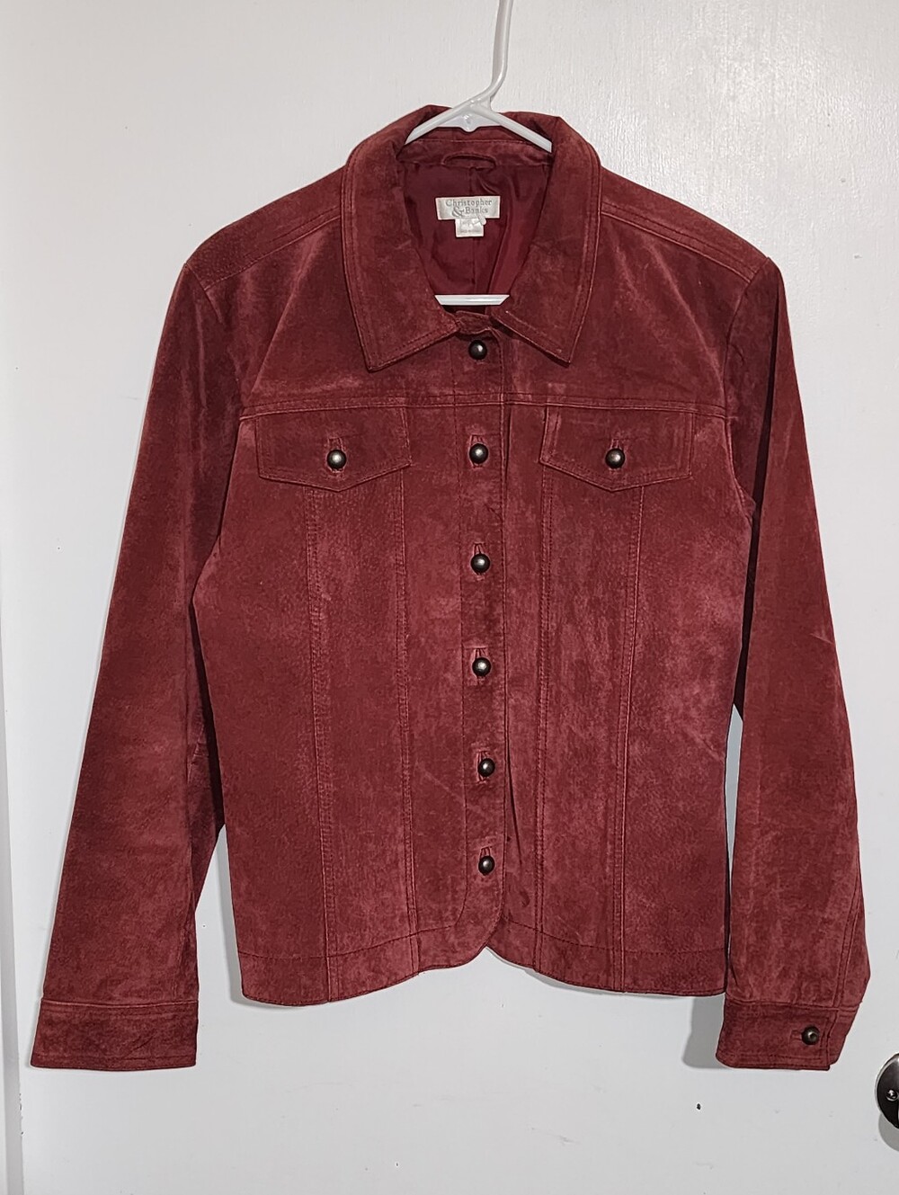 Christopher & Banks Vintage Women's Suede Pig Leather Jacket in Burgundy NWOT